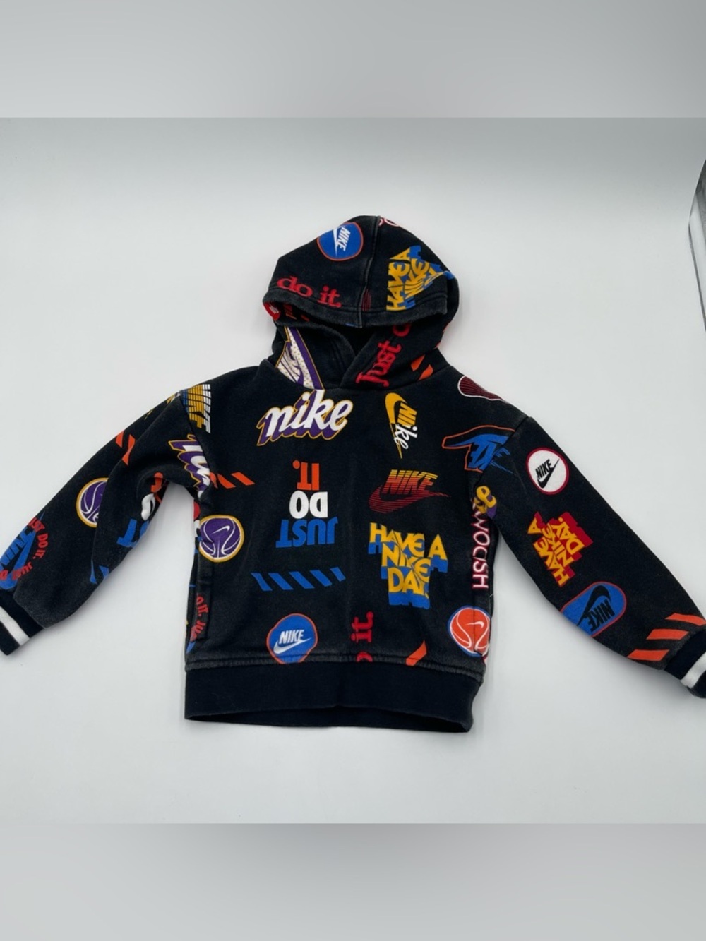 Nike Hoodie Boys 2T Logo Swoosh Just Do it Long Sleeve Fleece Athletic AOP - Picture 3 of 10